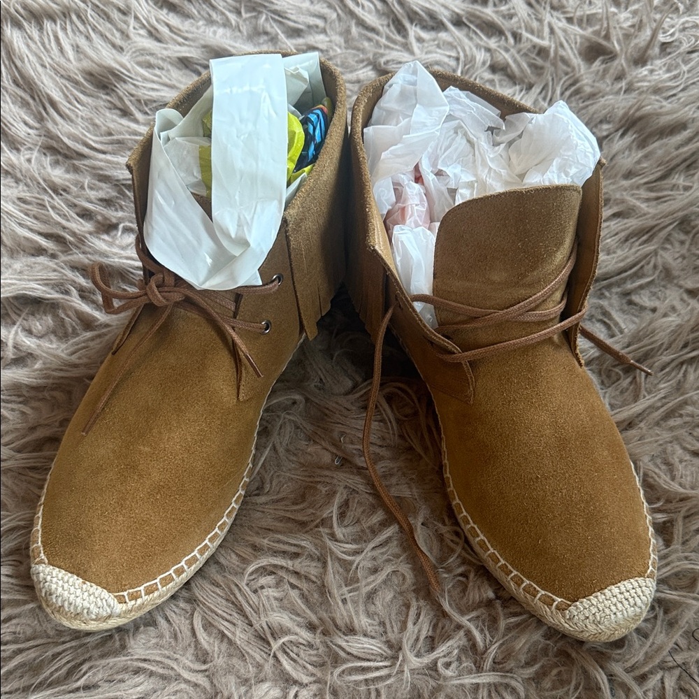 Saint Laurent Tan Suede Espadrille Shoes